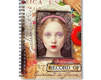 Mixed Media SPIRAL NOTEBOOK, RECORD Of. . . , Blank Notebook with lines. From Artist Original Art, One of a Kind