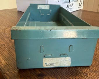All Metal Vintage File Drawer, Sea Foam Green