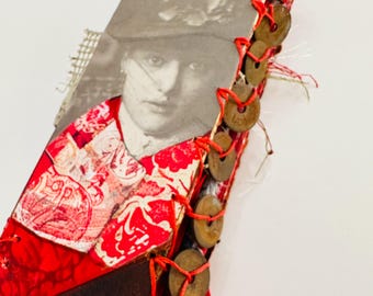 Mixed Media Art Journal, THE COLOR RED, Handmade art book, One of a Kind, Coupon At Checkout!
