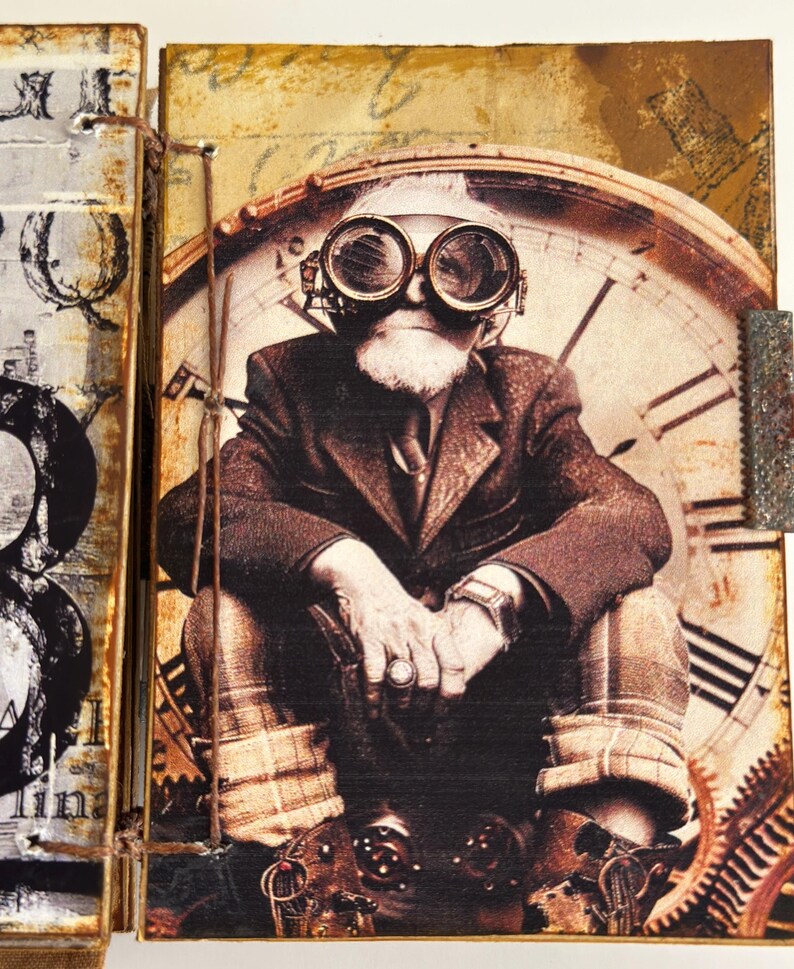 Mixed Media Handmade Book, THE WILD ONES, Steampunk, Coptic Stitch