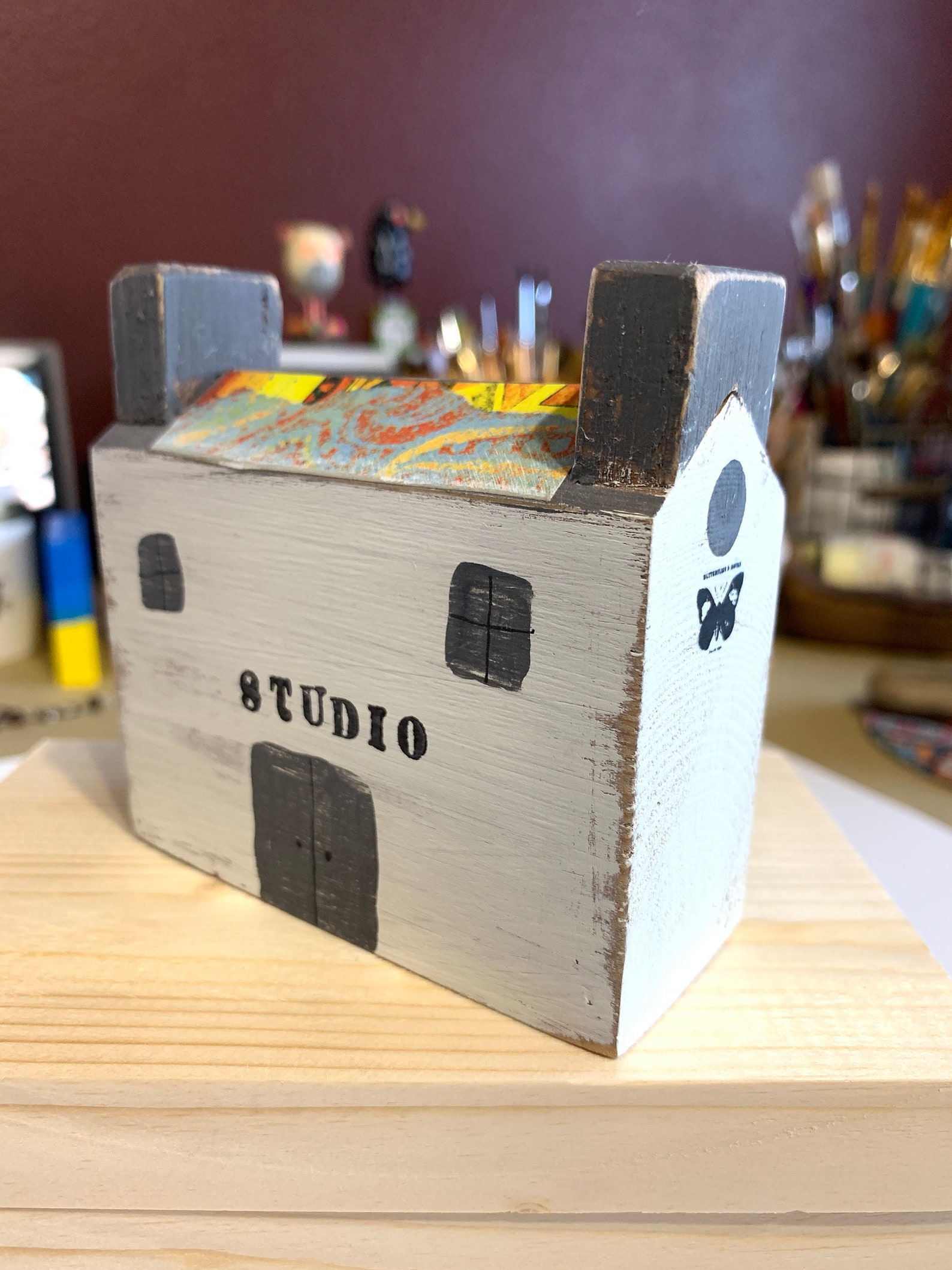 Handmade Wooden ART STUDIO Wooden House Mixed Media Art Etsy