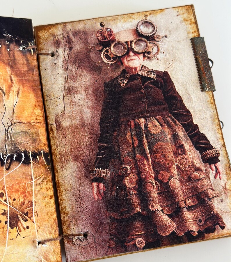 Mixed Media Handmade Book, THE WILD ONES, Steampunk, Coptic Stitch