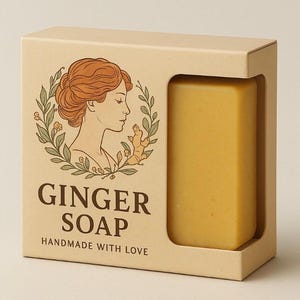 Natural Ginger Soap – Handmade Exfoliating Bar | Savon Artisanal Gingembre, Detox & Fresh Skin | Zero Waste Skincare Gift