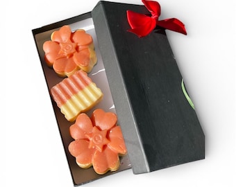 Set de regalo de jabón natural procesado en frío / Jabón de caolín, aceite de oliva y geranio / Regalo ecológico hecho a mano para San Valentín