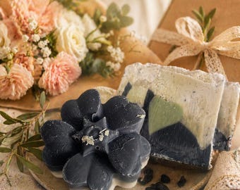 Jabón de carbón activado natural / Jabón facial vegano para el cuidado del acné