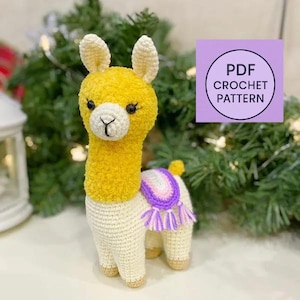 Llama Crochet Pattern – Amigurumi Plush Llama with Blanket – PDF Tutorial