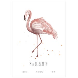 Poster personalizzato con fenicotteri rosa, poster con nome personalizzato per cameretta dei bambini, regalo per neonato, decorazioni per cameretta dei bambini