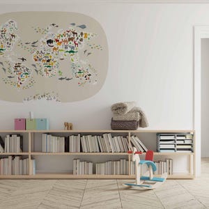 Sticker mural xxl pour enfants carte du monde papier peint autocollant 130x180