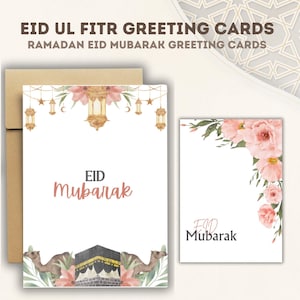 Cartões Eid Mubarak para impressão, Cartões de felicitações islâmicos para download digital, Presentes islâmicos, Eid Mubarak islâmico, Cartões de felicitações do Ramadã, Cartões Eid