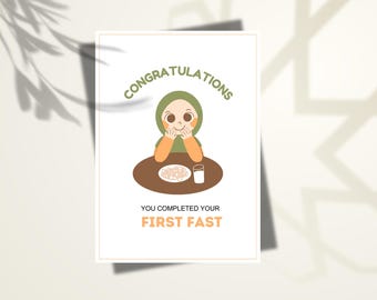 First Ramadan Fast Card, Muslim Girl Printable (PDF)