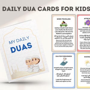 Cartões Dua para crianças, imprimíveis islâmicos para crianças, Adha Eid, livro Dua para crianças, cartões de oração, flashcards Dua, Duas Ramadã, Duas diários para crianças.