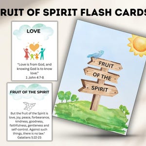 Fruit of the Spirit Flash Cards | Calming Corner, Montessori, Education, Nursery, Christian Bible Jesus Poster| bible scripture flash cards