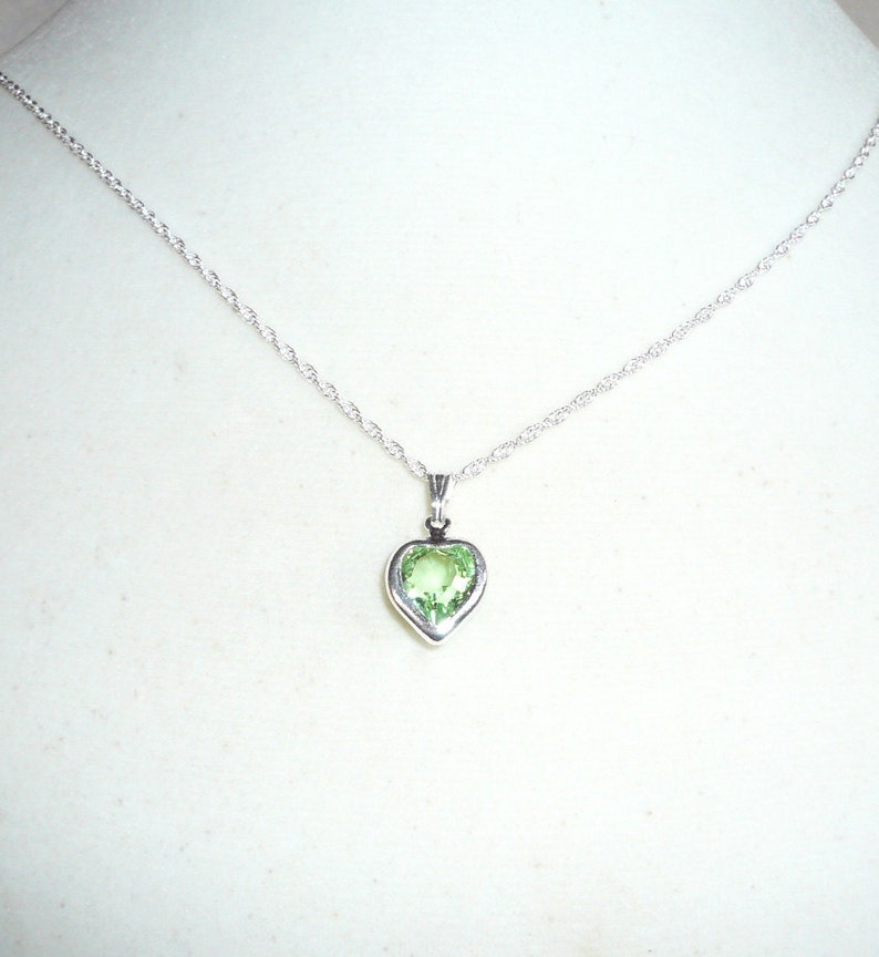 August Birthstone Necklace Peridot Swarovski Crystal Image 0