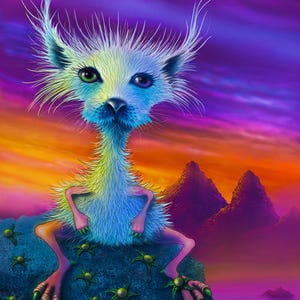 Gwimmutt MoonAlien Giclée Print Zany Collectible Creatures Quirky Whimsical Creations Space Art