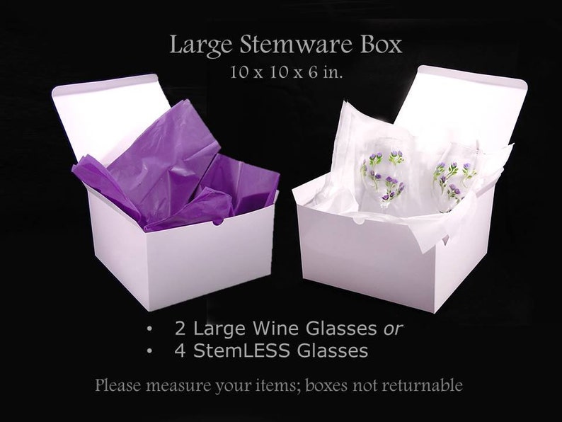 3 Large Stemware Boxes Fits 2 Wine Glasses or 4 Stemless Etsy
