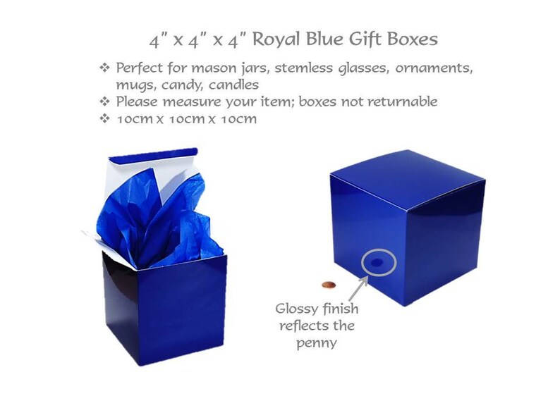 20 Royal Blue Boxes 4 X 4 Stemless Glass Box Blue Wine Etsy