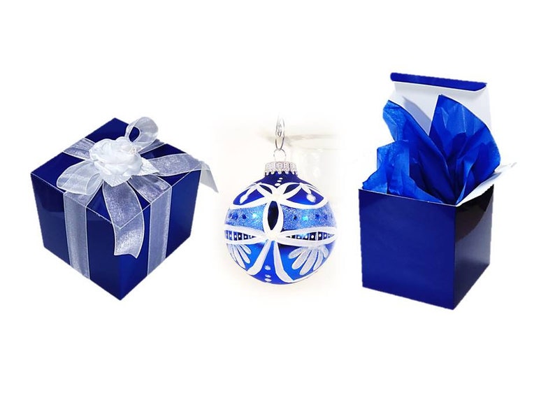 20 Royal Blue Boxes 4 X 4 Stemless Glass Box Blue Wine Etsy