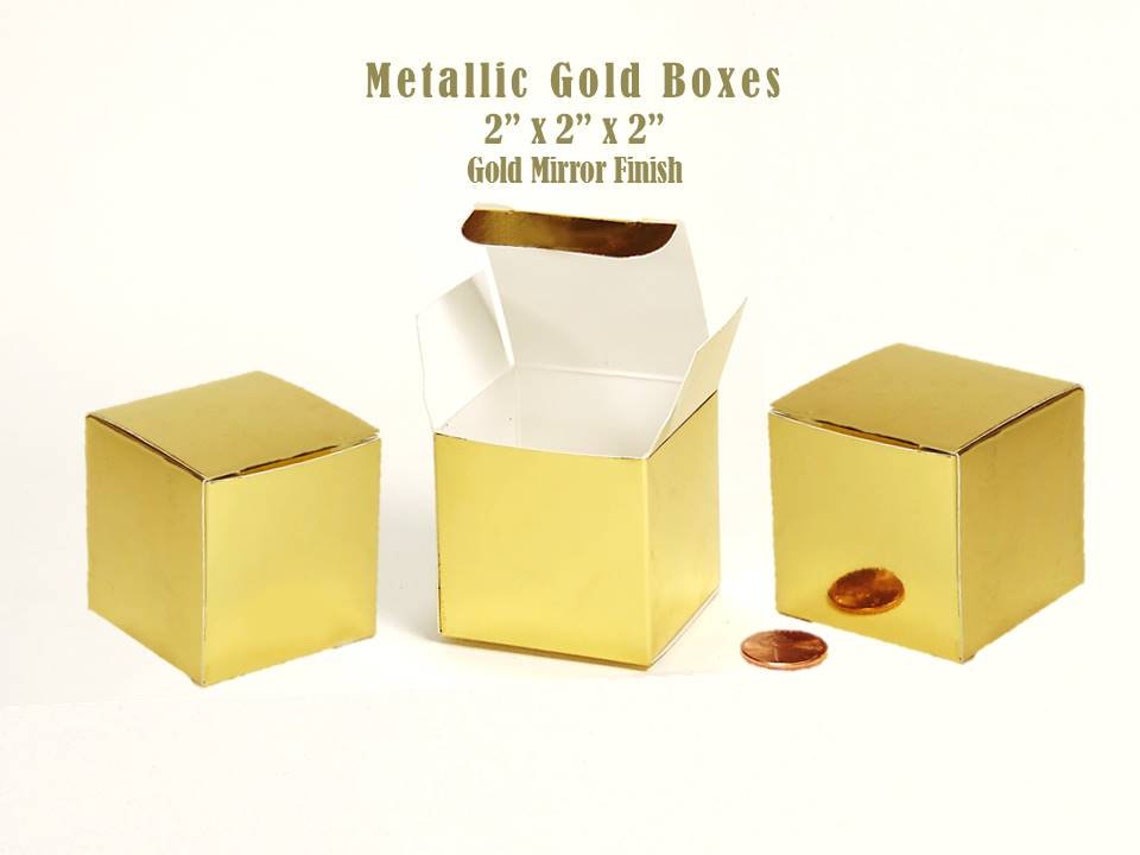 50 Gold Cube Boxes 3 x 3 Candy Boxes Metallic Gold Favor Etsy