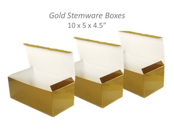 5 Gold Gift Boxes 10 x 5 Gold Stemware Boxes for Wine | Etsy
