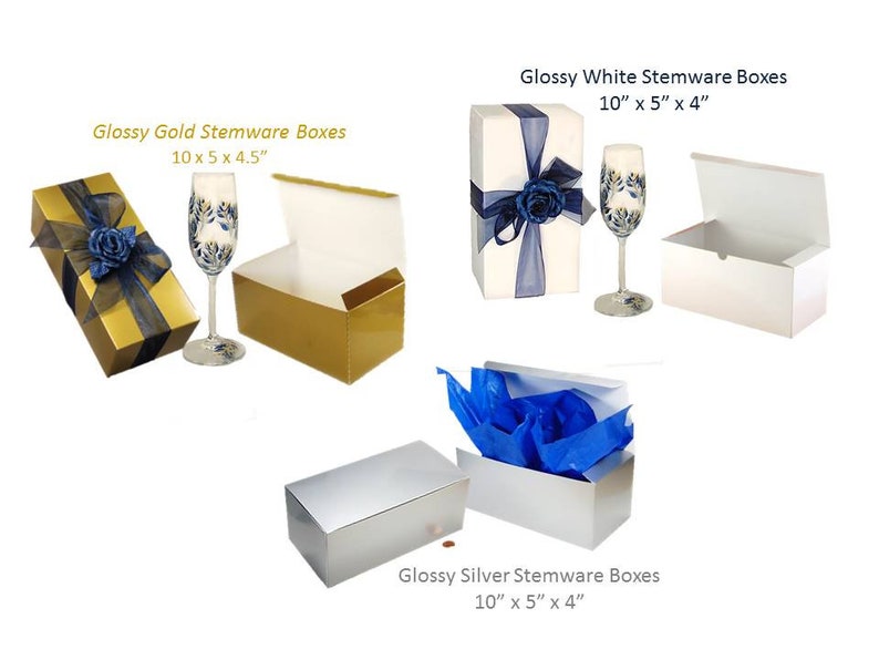 50 Wine Glass Gift Boxes White Stemware Favor Boxes 10 x 5 Etsy