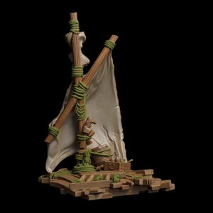 Ship Wreck Raft - Miniature - 15mm - 28mm - 32mm - 75mm - DnD - 40k - Model