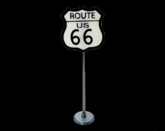 Miniature Route 66 Sign - Diorama - Model Car - Model Train - Diecast - HO - Dollhouse - Prop