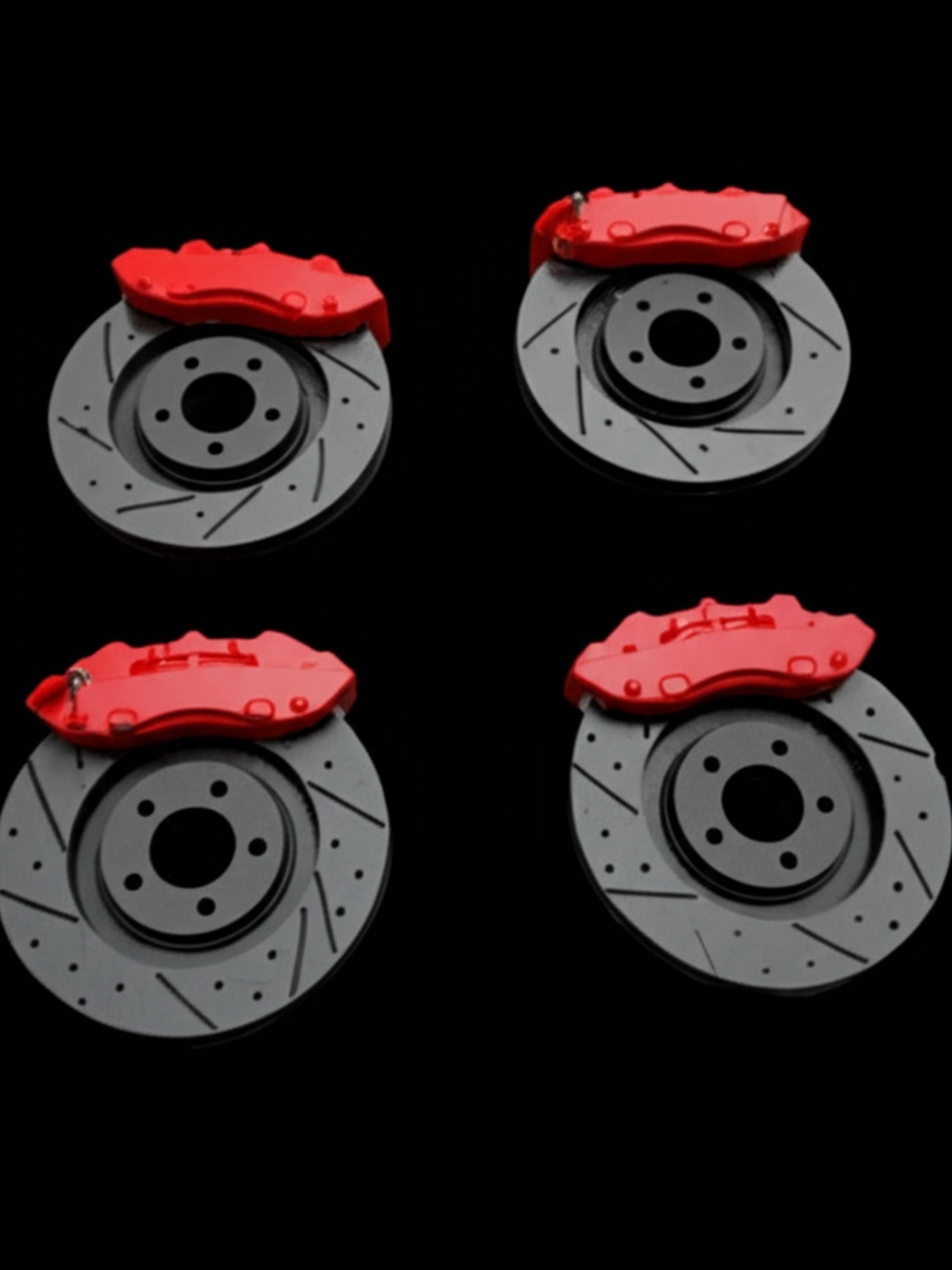 1:24 Scale Miniature Brake Rotors with Caliper – 4-total rotors in pack | Primed or Unprimed Miniature Car Part Model