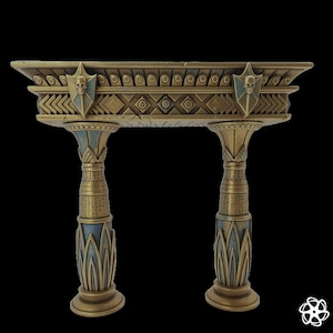 Egyptian Portal Pillars – Resin Terrain Piece | Multi-Scale | Gray Ready-to-Paint - TTRPG - Tabletop