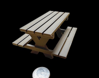 Miniature Picnic Table (Multiple Scales) –| Perfect for Dollhouses, Dioramas, Train Sets, DnD, Terrain, Airplane models, Diecast models