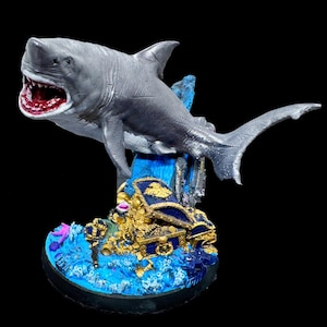 Great White Shark - Miniature - 15mm - 28mm - 32mm - 75mm - DnD - 40k - Model