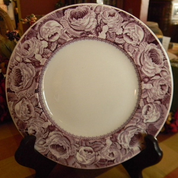 Purple Aubergine Royal Staffordshire Transferware Plate June Roses