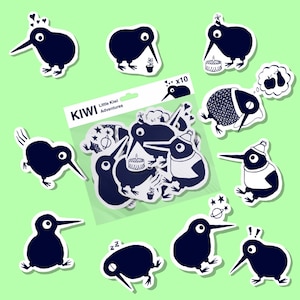 10 stuks schattig stickerpakket kiwi / stickers voor tijdschriften / plannerstickerset / scrapbooking benodigdheden voor kinderen / stickervel / handgemaakt
