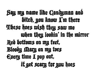 Impresión artística de la letra de «Scary» de Megan Thee Stallion