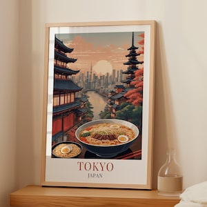Ramen Japan Poster, Japanese Print Food Poster, Cafe Wall Art, Retro, Tokyo Print, Digital Print, Bar Art, Kitchen Decor Physical Poster