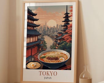 Retro Ramen Japan Food Poster, Tokyo Bar Art, Kitchen Cafe Print