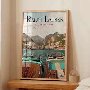 Póster de revista de moda, póster vintage de barco de moda, arte mural de barco de moda, impresión de moda de lujo, impresión antigua de Ralph, arte mural digital
