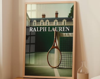 Tennis Poster, Fashion Magazine Decor, Vintage Magazine Wall Art Retro Sport Luxury Print Old Digital Download
