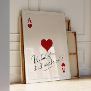 Trendy Ace of Hearts Poster Lucky You Print, Trendy How Lucky Are We Print Preppy y2k Room Decor Playing Card Poster, Digital Download