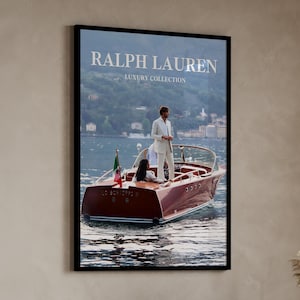 Poster di yacht di lusso, stampa murale di riviste di moda, stampa di barche d'epoca, arte retrò vintage, copertina di riviste, vecchia stampa murale fisica