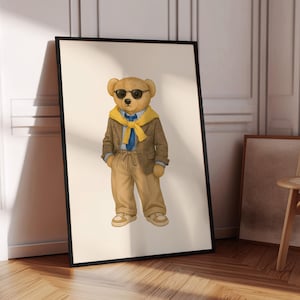 Physical Poster Bear Poster Fashion Magazine Poster Vintage Fashion Magazine Poster Teddy Wall Art Luxury Fashion Wall Art Beige Bear Print