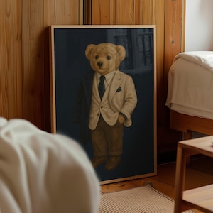 Bear Poster, Luxury Bear, Fashion Polo Game Print, Printable Bear Wall Art, Luxury Style Poster, Polo Bear Wall Art