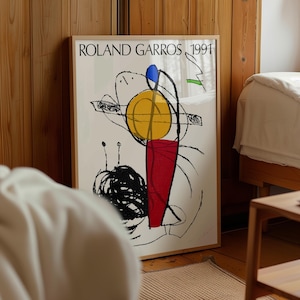 Stampa Roland Garros 1991, Poster di tennis Roland Garros Poster Arte murale sportiva, Stampa di tennis Mid Century Modern, Poster fisico di tennis