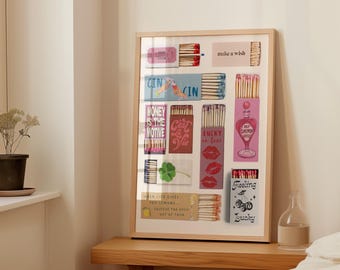 Matchbox Poster, Trendy Matches Poster Cute Matchbox Wall Art, Matchbox Print, Physical Poster