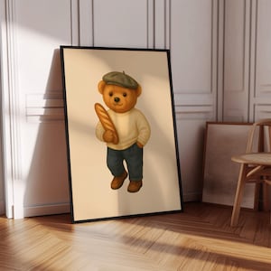 France Polo Bear Poster, Fashion Poster Vintage French Magazine Poster Printable Polo Bear Wall Art Luxury Nursery Wall Art Physical Poster
