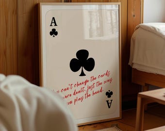 Ace of Clubs Quote Poster, Casino Game Room Wall Art, Luxury Print Gift