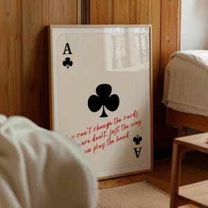 Ace of Clubs Printable Wall Art, Motivational Playing Card Quote Poster Digital Download, Game Room Decor Game Room Decor Digital Wall Art