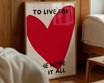 Heart Hand-Drawn Art Poster, Inspirational Dorm Decor