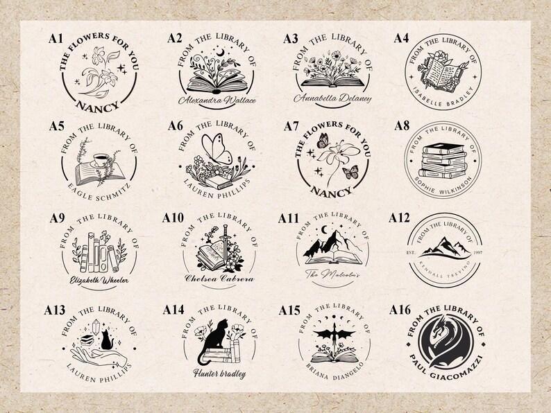 Library Stamp Design Personalized Book Embosser Stamp, Custom Book Embosser, From the ...