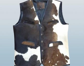 Chaleco de cuero genuino de vaca: estilo clásico de motociclista y atuendo rústico del oeste, chaleco de rodeo