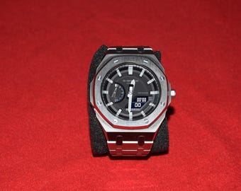 G-Shock inoxidable personalizado Silver Moon, Casio GA-2100, mod Gen 5